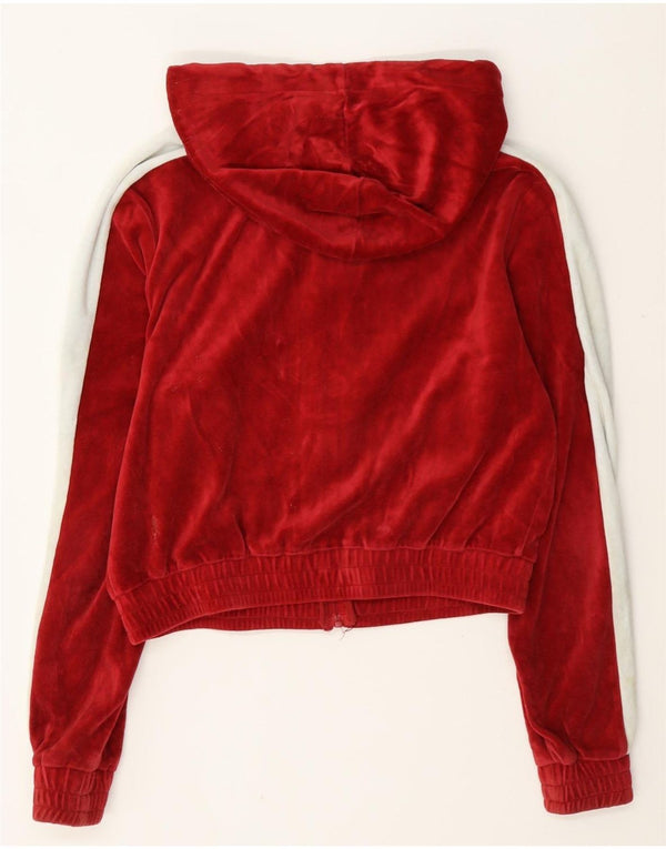 Fila Womens Oversized Crop Zip Hoodie Sweater UK 10 Small Red Colourblock