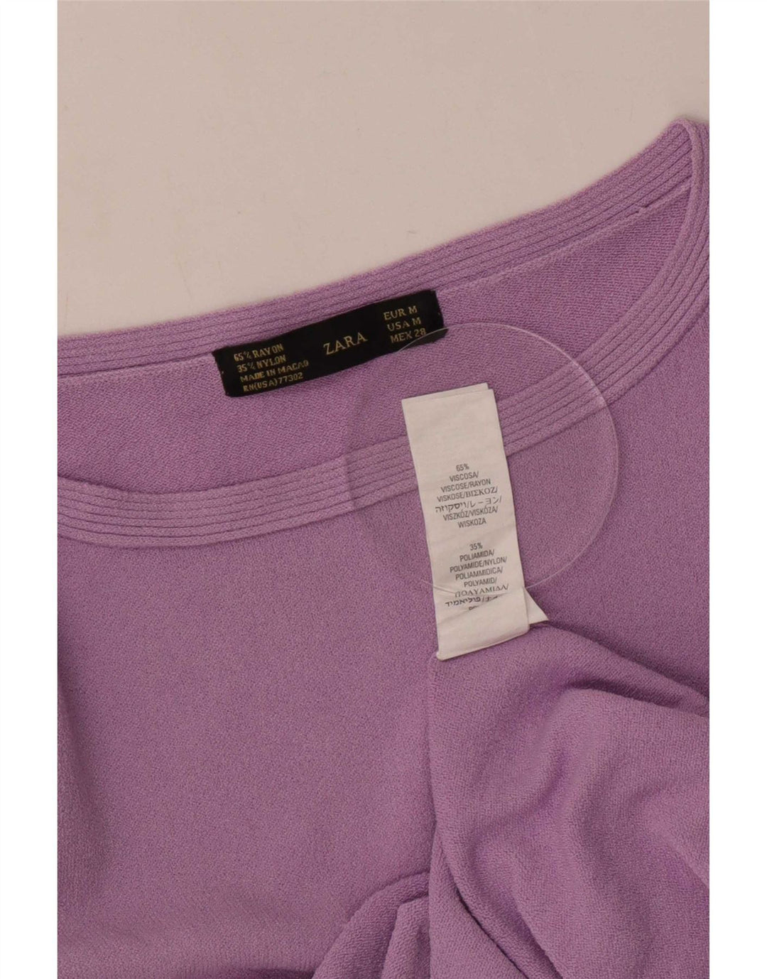Zara Womens Top 3/4 Sleeve UK 12 Medium Purple Viscose