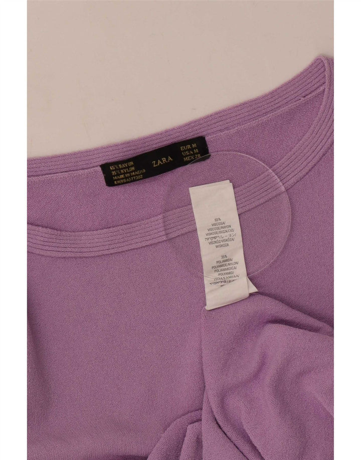 Zara Womens Top 3/4 Sleeve UK 12 Medium Purple Viscose