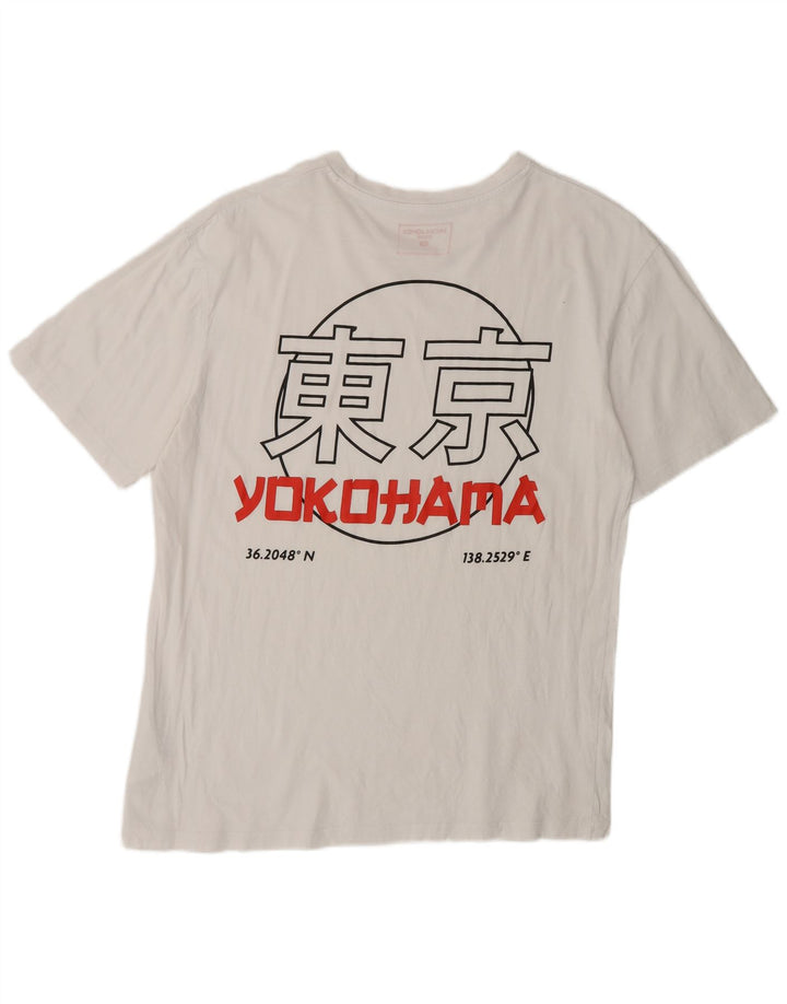 Jack & Jones Mens Graphic T-Shirt Top Large White Cotton