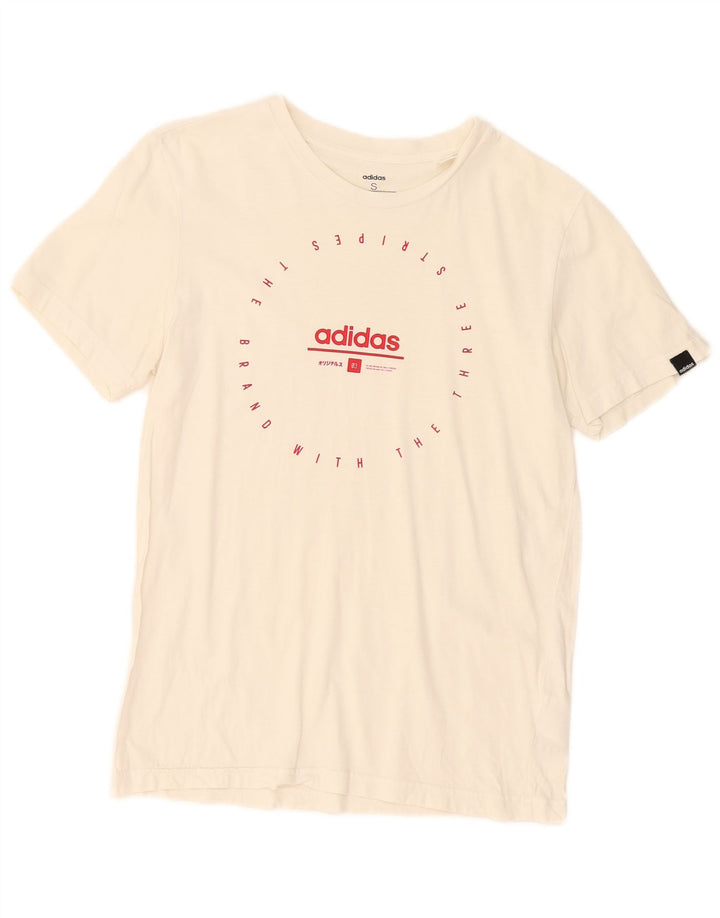 Adidas Mens Graphic T-Shirt Top Small White Cotton