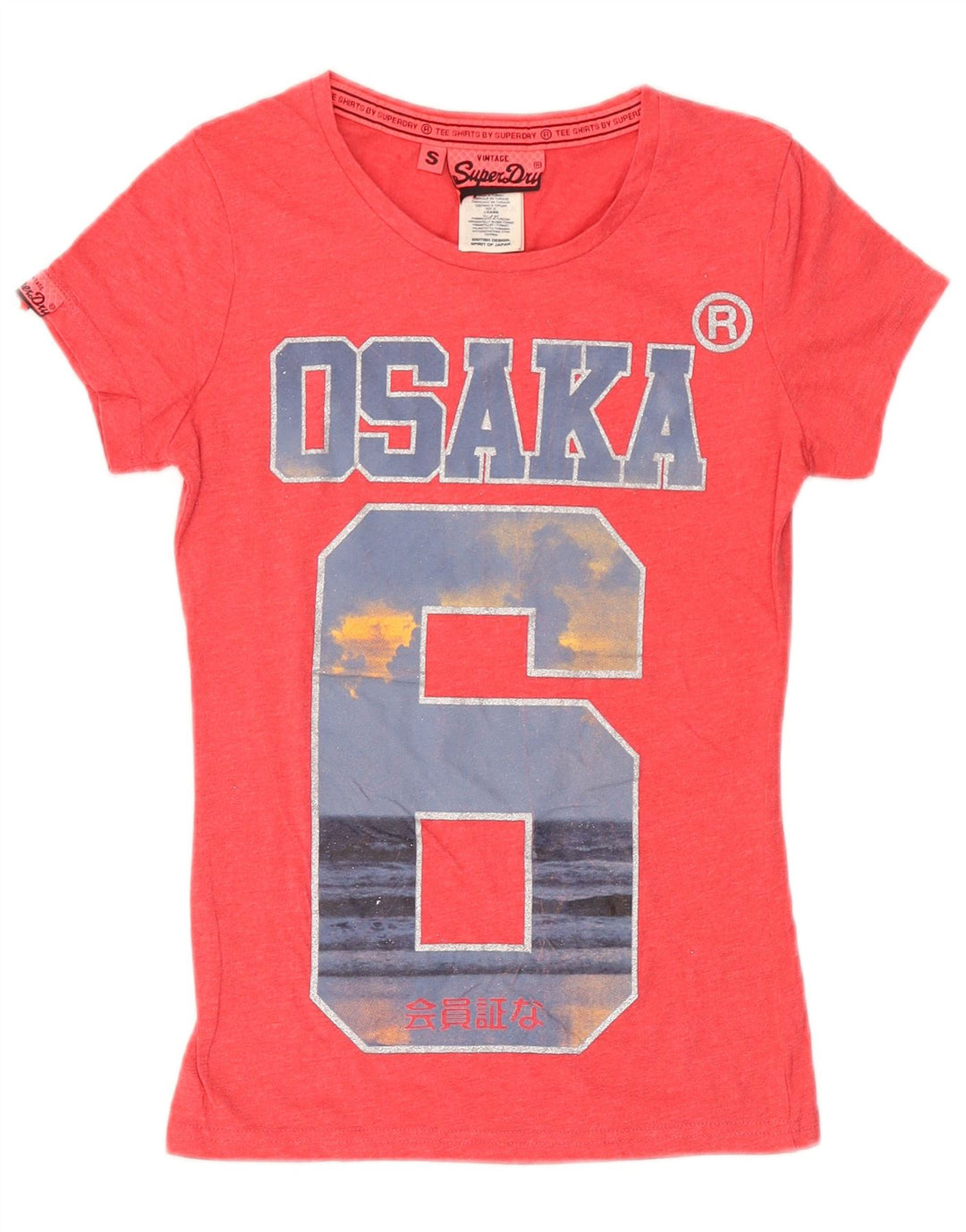 Superdry Womens Osaka Graphic T-Shirt Top UK 10 Small Pink Cotton