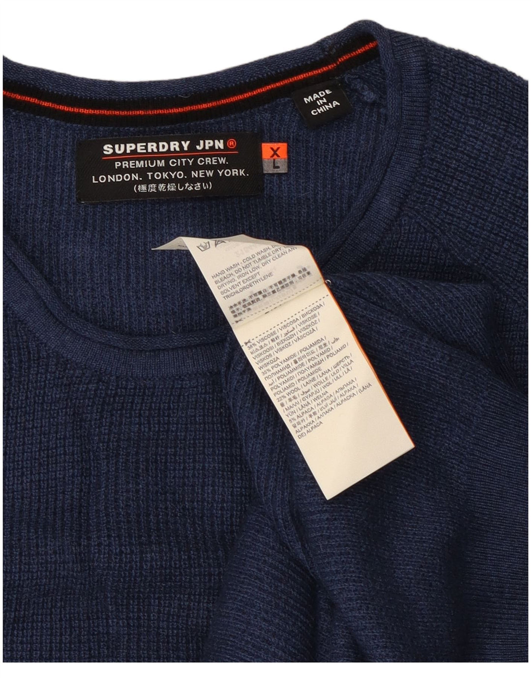 Superdry Mens Crew Neck Jumper Sweater XL Navy Blue Viscose