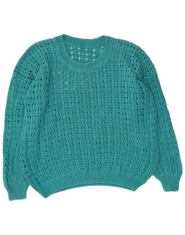 Vintage Womens Crew Neck Jumper Sweater UK 16 Large Turquoise