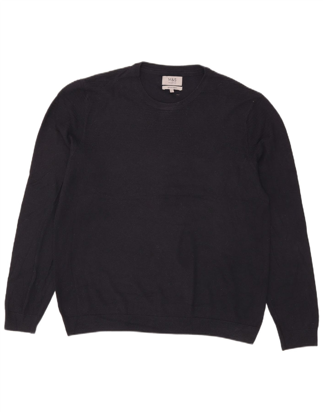 Marks & Spencer Mens Crew Neck Jumper Sweater Large Navy Blue Acrylic
