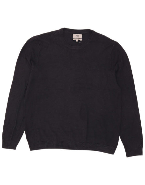 Marks & Spencer Mens Crew Neck Jumper Sweater Large Navy Blue Acrylic