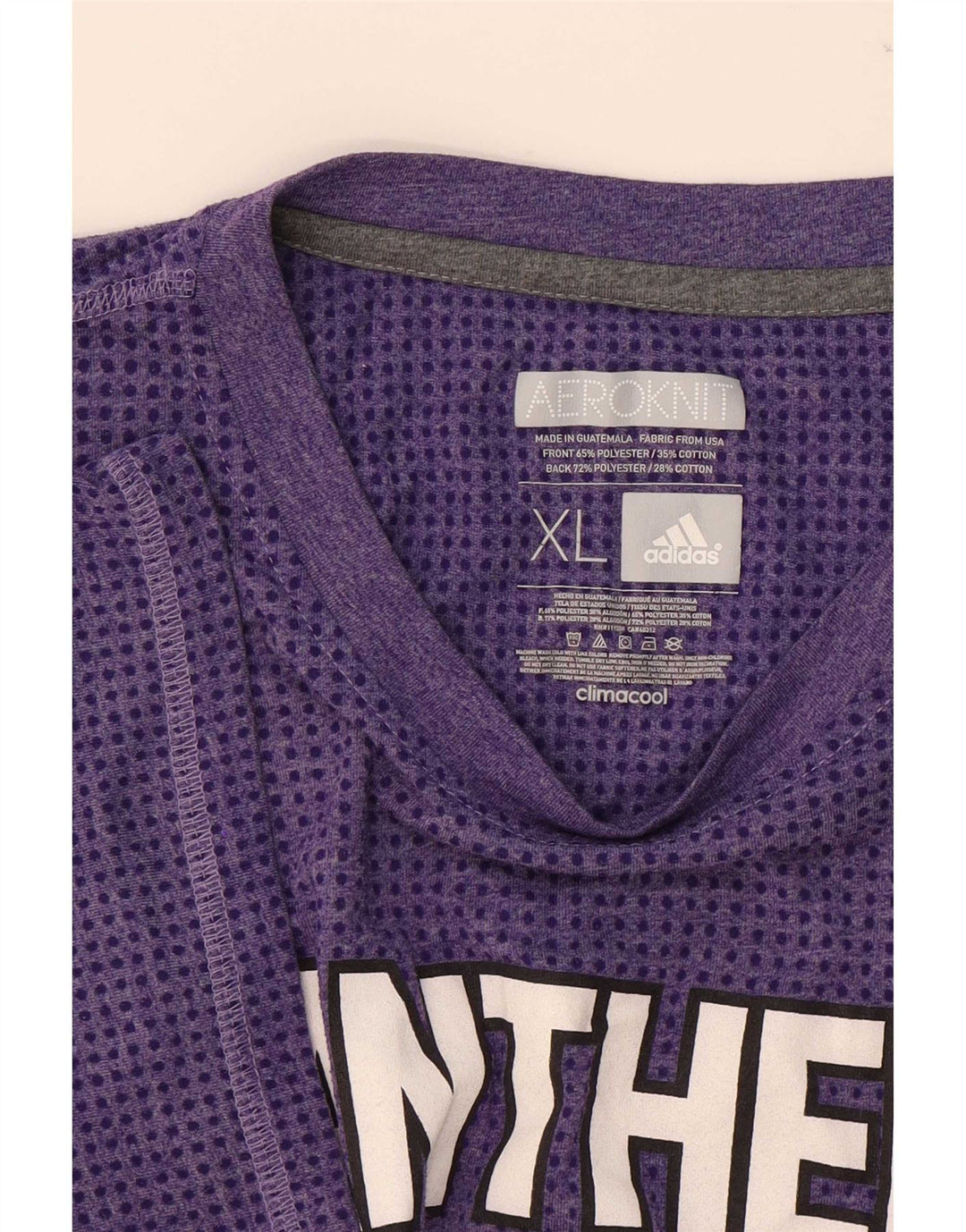 Adidas Mens Panthers Graphic T-Shirt Top XL Purple Polyester