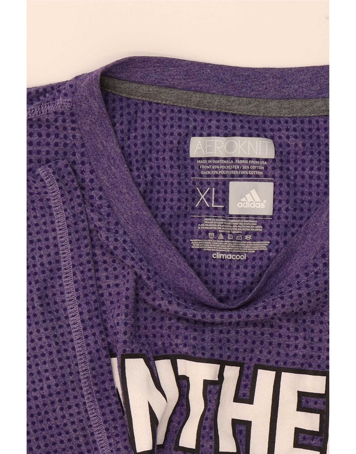 Adidas Mens Panthers Graphic T-Shirt Top XL Purple Polyester