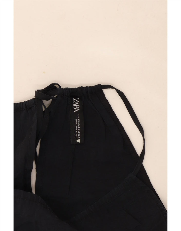 Zara Womens Crop Halter Top UK 4 XS Black