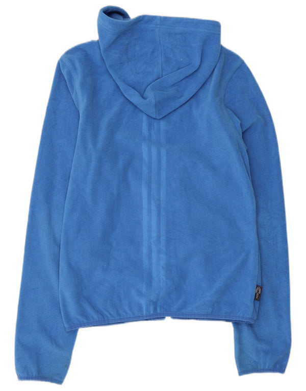 ADIDAS Boys Hooded Fleece Jacket 9-10 Years Medium Blue Polyester