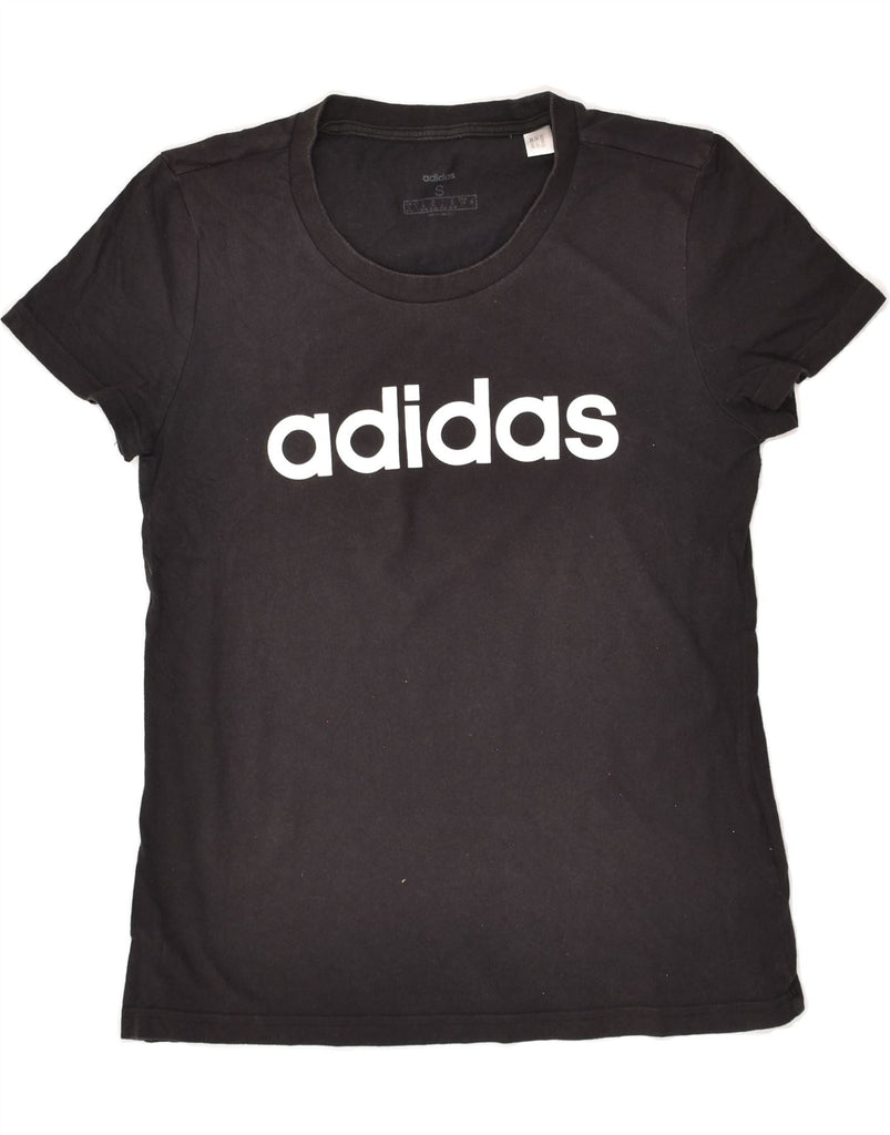 ADIDAS Womens Graphic T-Shirt Top UK 8/10 Small Navy Blue Cotton | Vintage Adidas | Thrift | Second-Hand Adidas | Used Clothing | Messina Hembry 