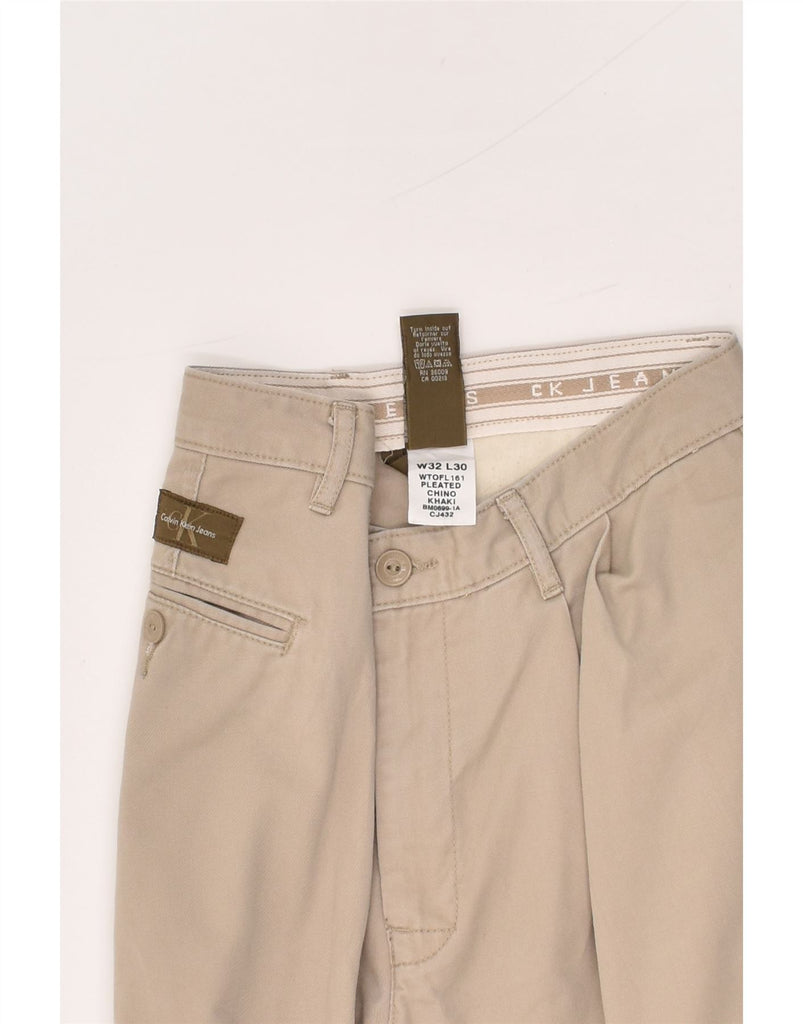 CALVIN KLEIN Mens Pegged Chino Trousers W32 L30 Beige Cotton | Vintage Calvin Klein | Thrift | Second-Hand Calvin Klein | Used Clothing | Messina Hembry 