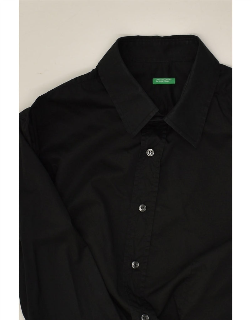 BENETTON Mens Formal Shirt UK 42 XL Black Cotton | Vintage Benetton | Thrift | Second-Hand Benetton | Used Clothing | Messina Hembry 