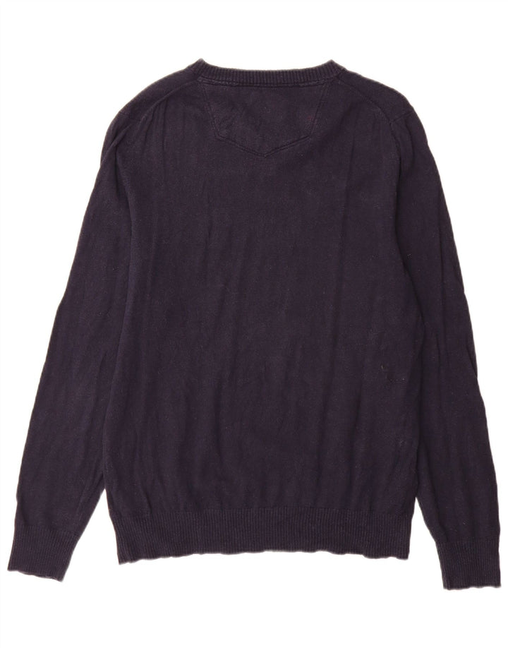 Fat Face Mens V-Neck Jumper Sweater Medium Navy Blue Cotton