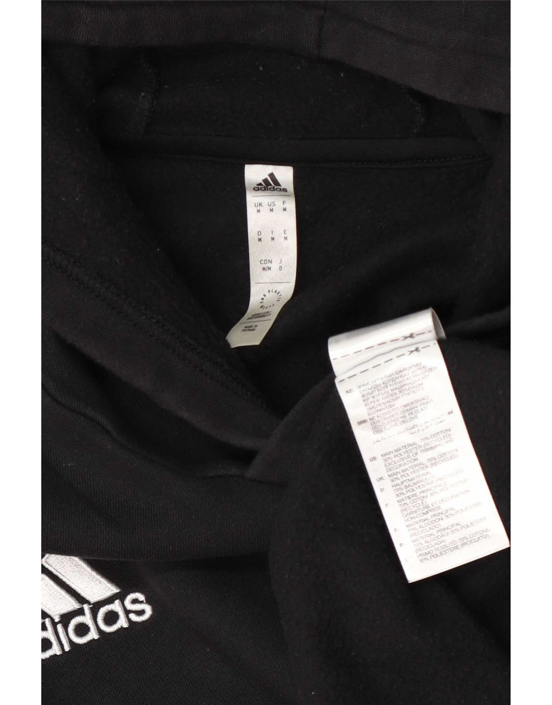 Adidas Mens Hoodie Jumper Medium Black Cotton