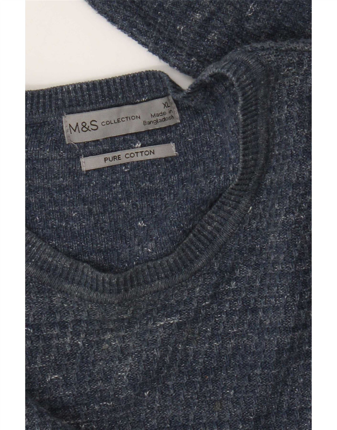 Marks & Spencer Mens Crew Neck Jumper Sweater XL Blue Flecked Cotton