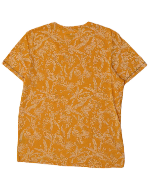 Jack & Jones Mens Slim Fit T-Shirt Top XL Yellow Floral Cotton