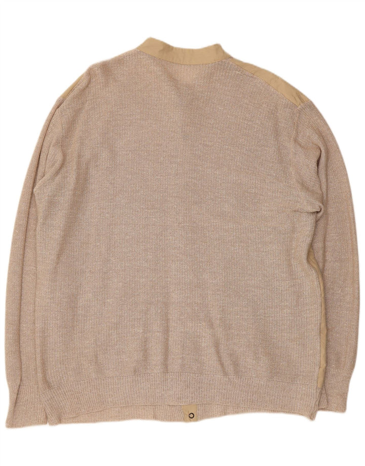 VINTAGE Mens Cardigan Sweater Large Beige