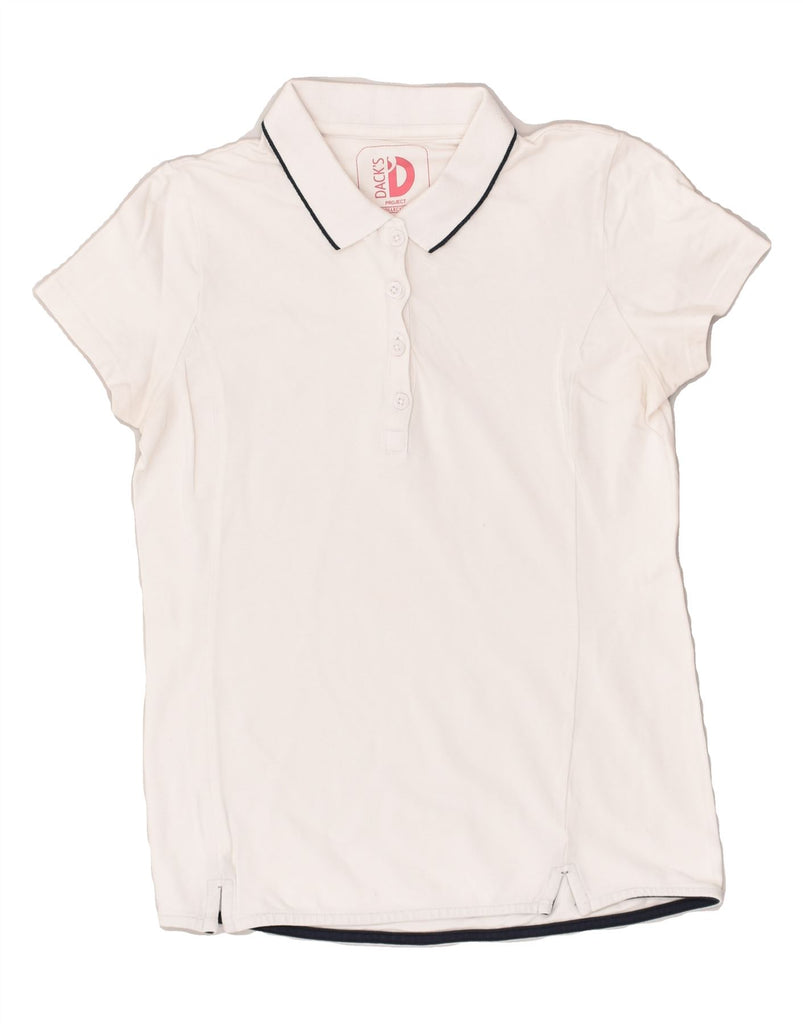 DACK'S Womens Polo Shirt UK 12 Medium Off White | Vintage Dack's | Thrift | Second-Hand Dack's | Used Clothing | Messina Hembry 