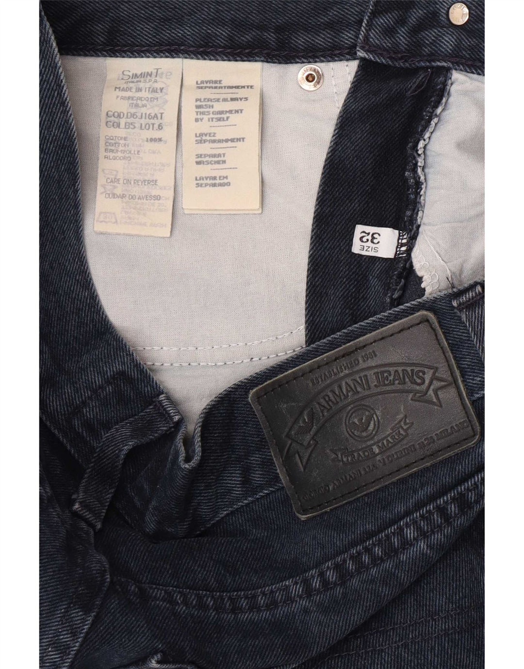 Armani Womens Straight Jeans W32 L32 Navy Blue Cotton