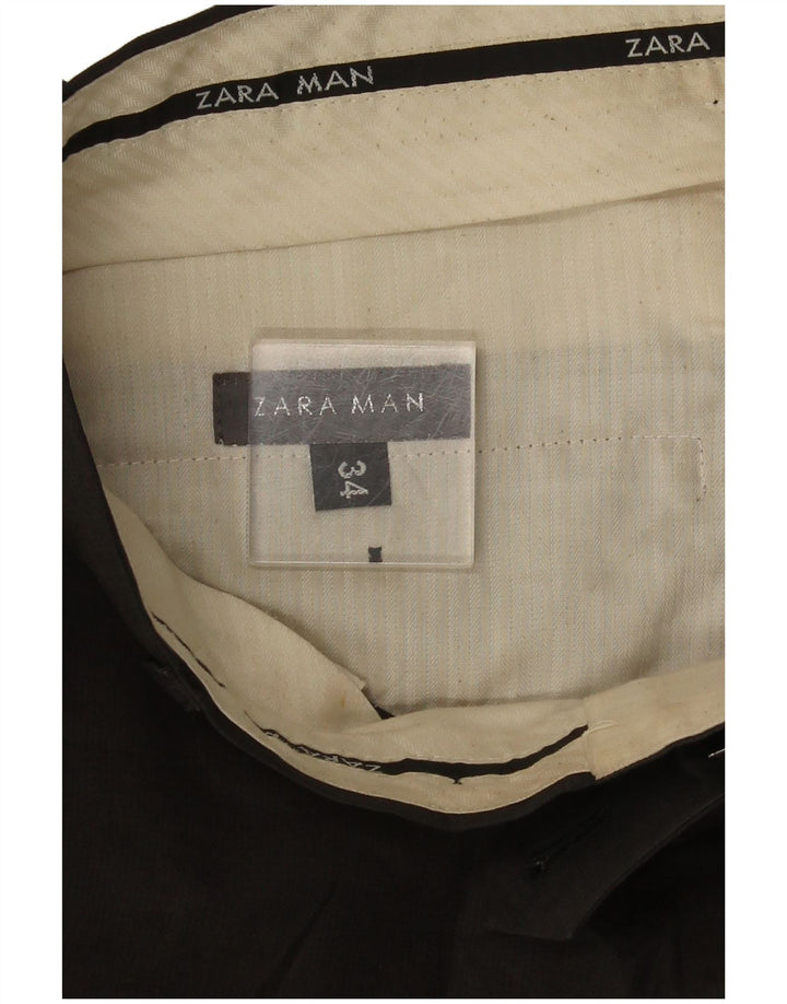 Zara Mens Straight Suit Trousers W34 L25 Grey