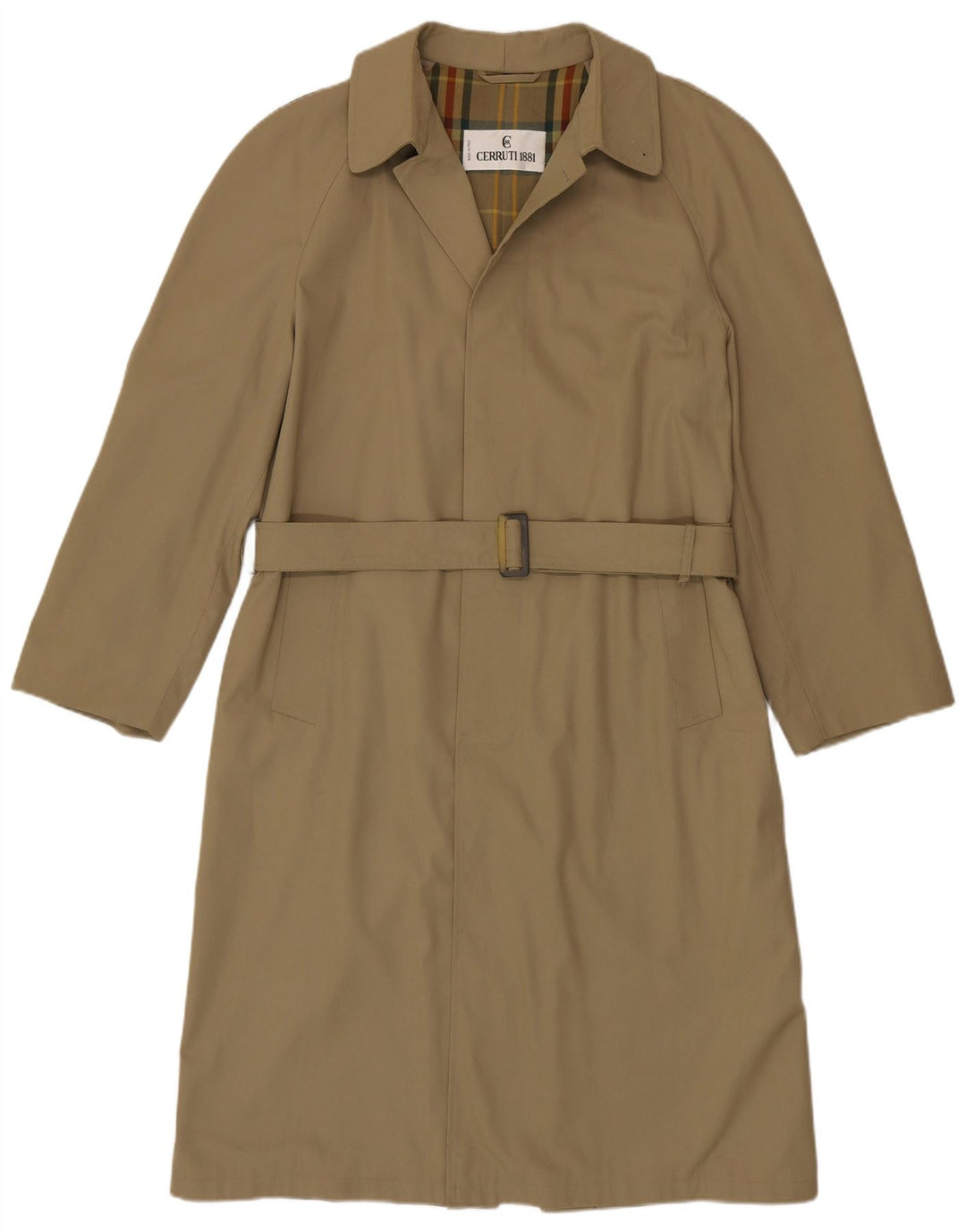 Cerruti 1881 Mens Loose Fit Trench Coat IT 46 Small Beige Polyester