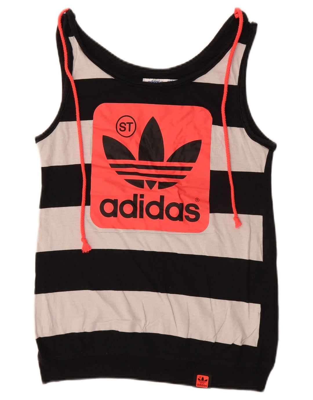 Adidas Womens Crop Graphic Vest Top EU 38 Small Black Colourblock Cotton