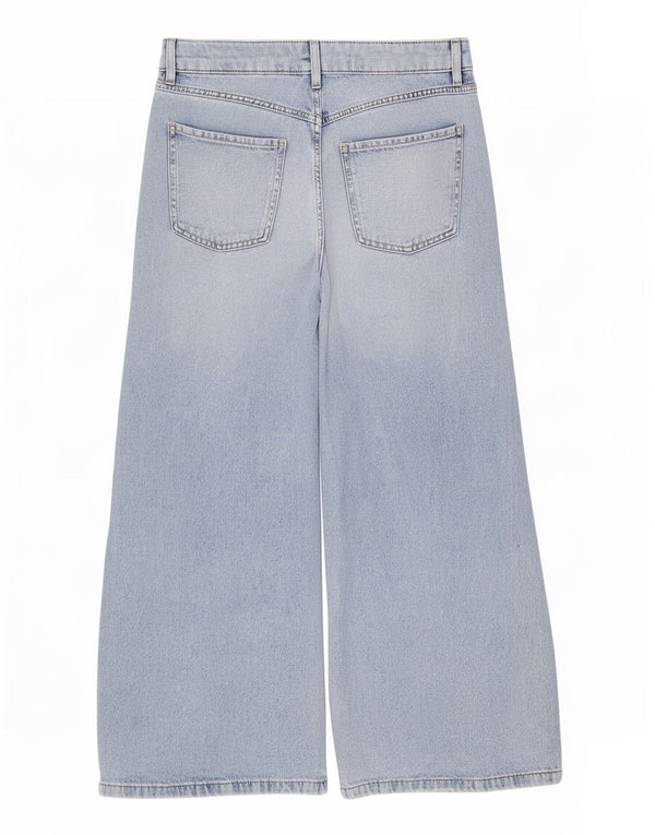 Marks & Spencer Womens Wide Leg Jeans UK 12 Medium W30 L26 Blue Cotton