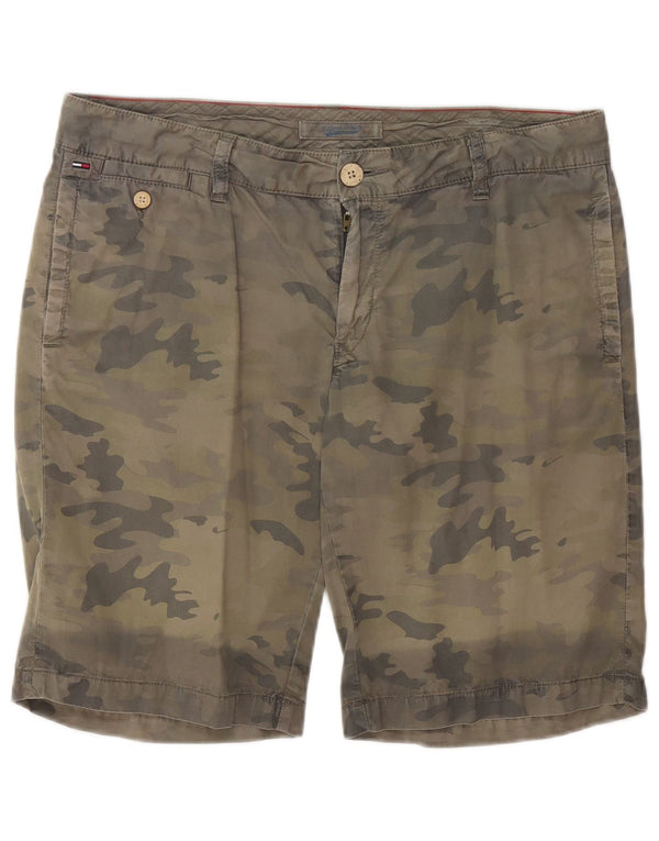 TOMMY HILFIGER Mens Chino Shorts W36 Large Khaki Camouflage Cotton