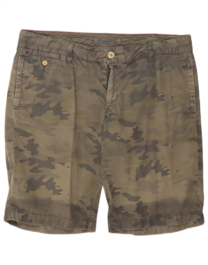 TOMMY HILFIGER Mens Chino Shorts W36 Large Khaki Camouflage Cotton