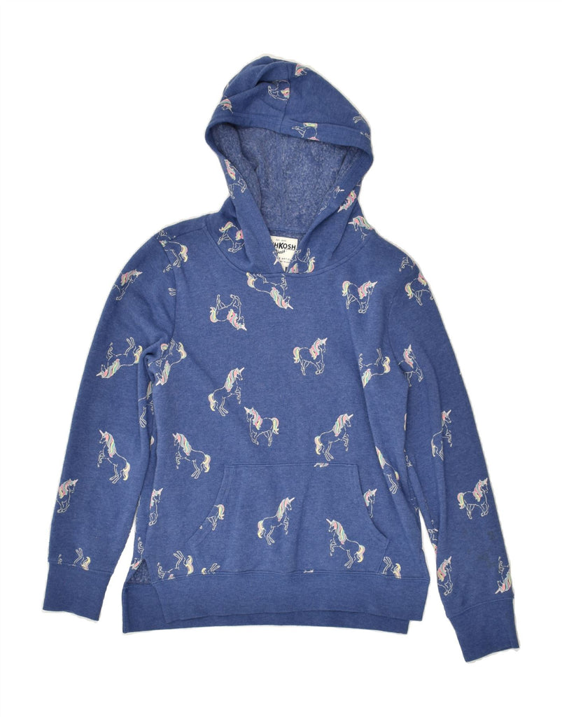 OSH KOSH Girls Graphic Hoodie Jumper 13-14 Years Navy Blue Animal Print | Vintage Osh Kosh | Thrift | Second-Hand Osh Kosh | Used Clothing | Messina Hembry 