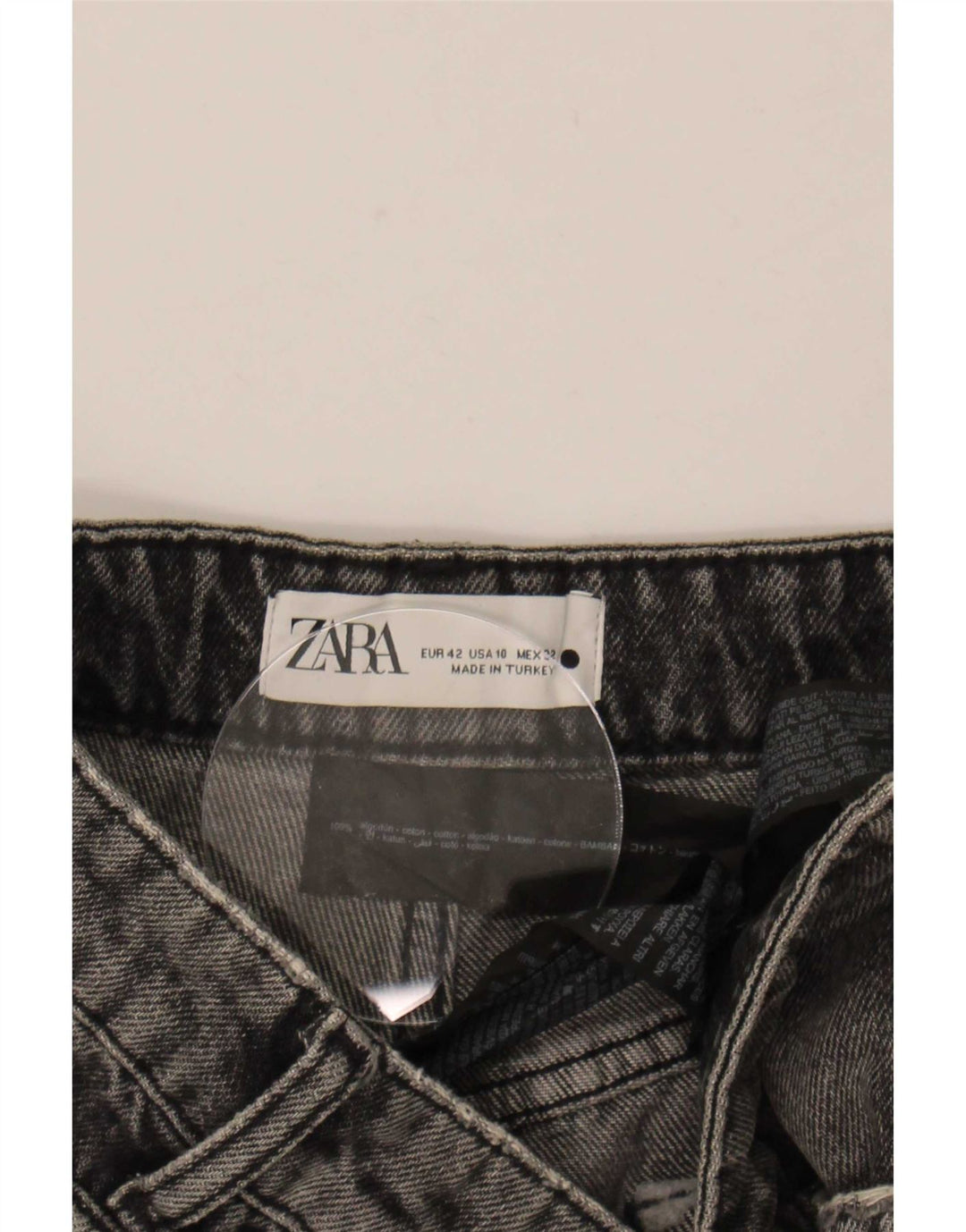 Zara Womens Distressed Denim Shorts EU 42 Large W32 Grey Cotton