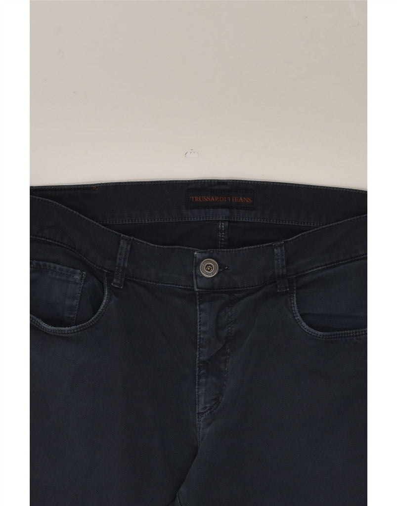 TRUSSARDI Mens Slim Casual Trousers W34 L34 Navy Blue | Vintage Trussardi | Thrift | Second-Hand Trussardi | Used Clothing | Messina Hembry 