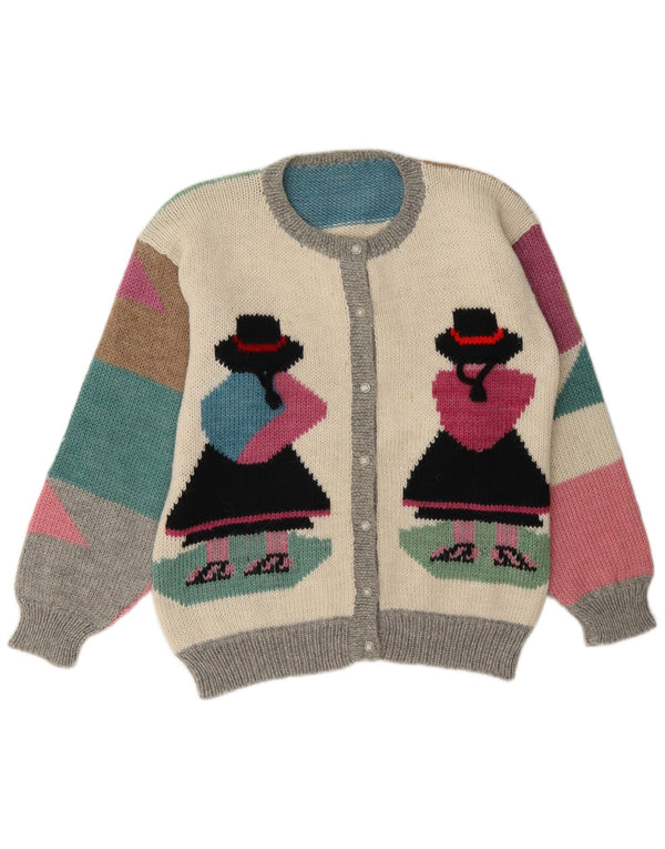 Vintage Womens Cardigan Sweater UK 16 Large Multicoloured Colourblock