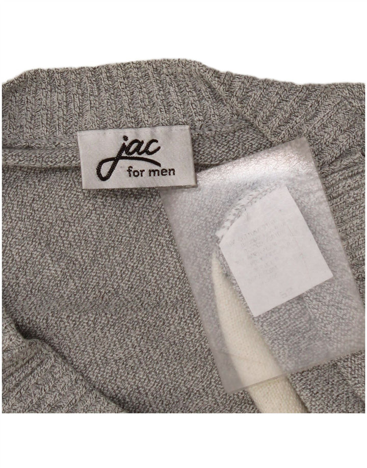 JAC Mens Cardigan Sweater IT 52 Large Grey Colourblock Cotton