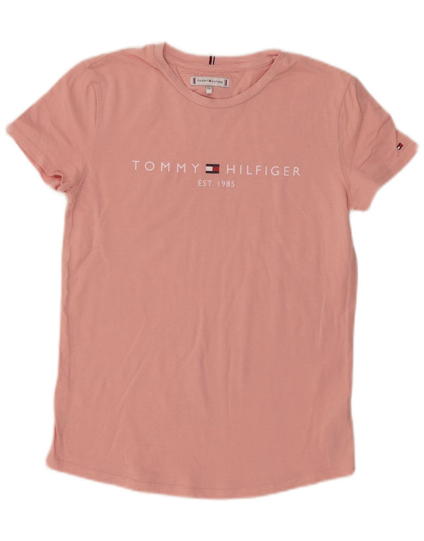 Tommy Hilfiger Girls Graphic T-Shirt Top 15-16 Years Pink Cotton
