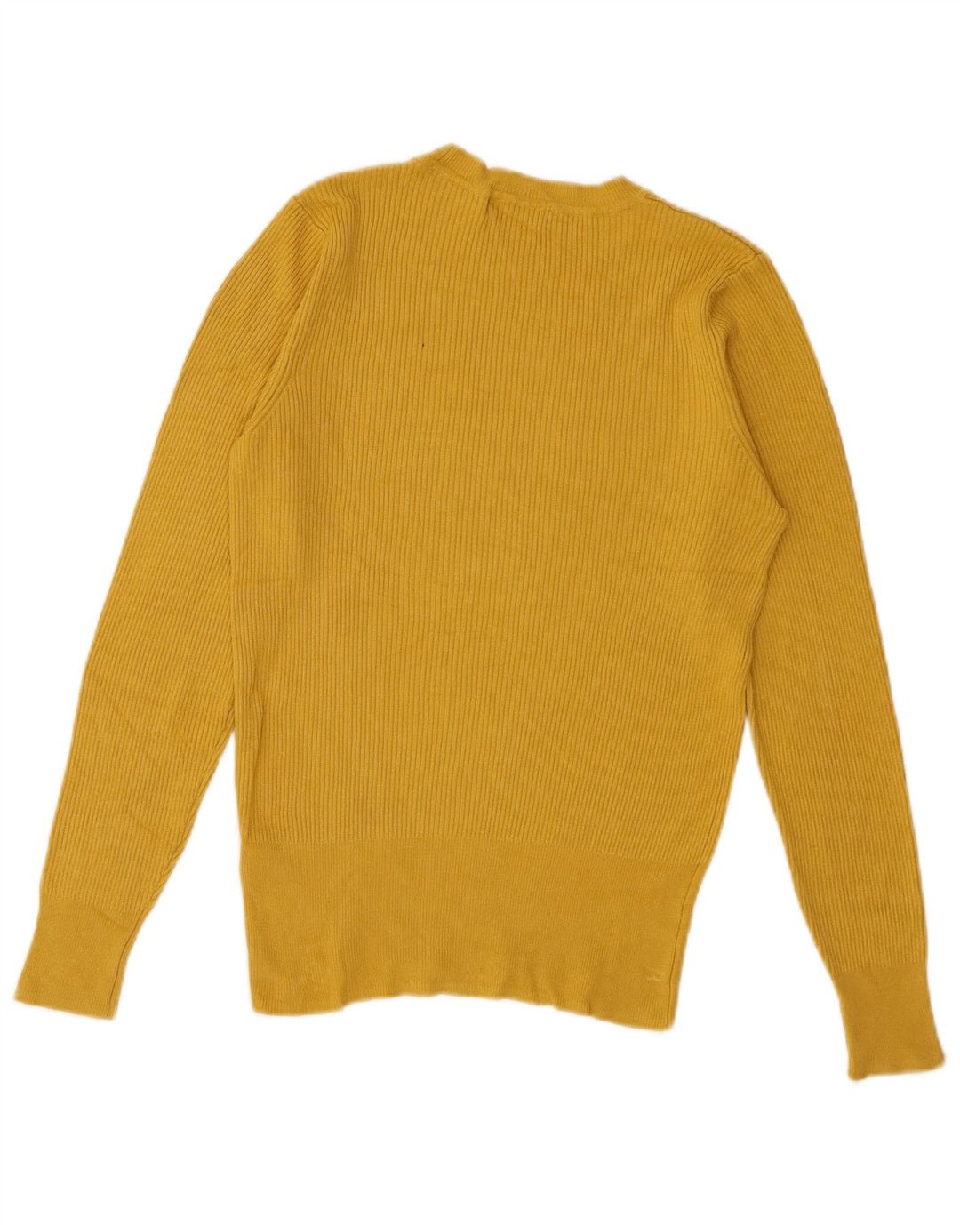 Marks & Spencer Womens Crew Neck Jumper Sweater UK 12 Medium Yellow Viscose