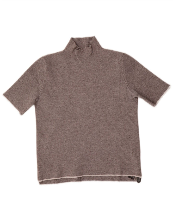 ZARA Womens Short Sleeve Turtle Neck Jumper Sweater UK 10 Small Grey