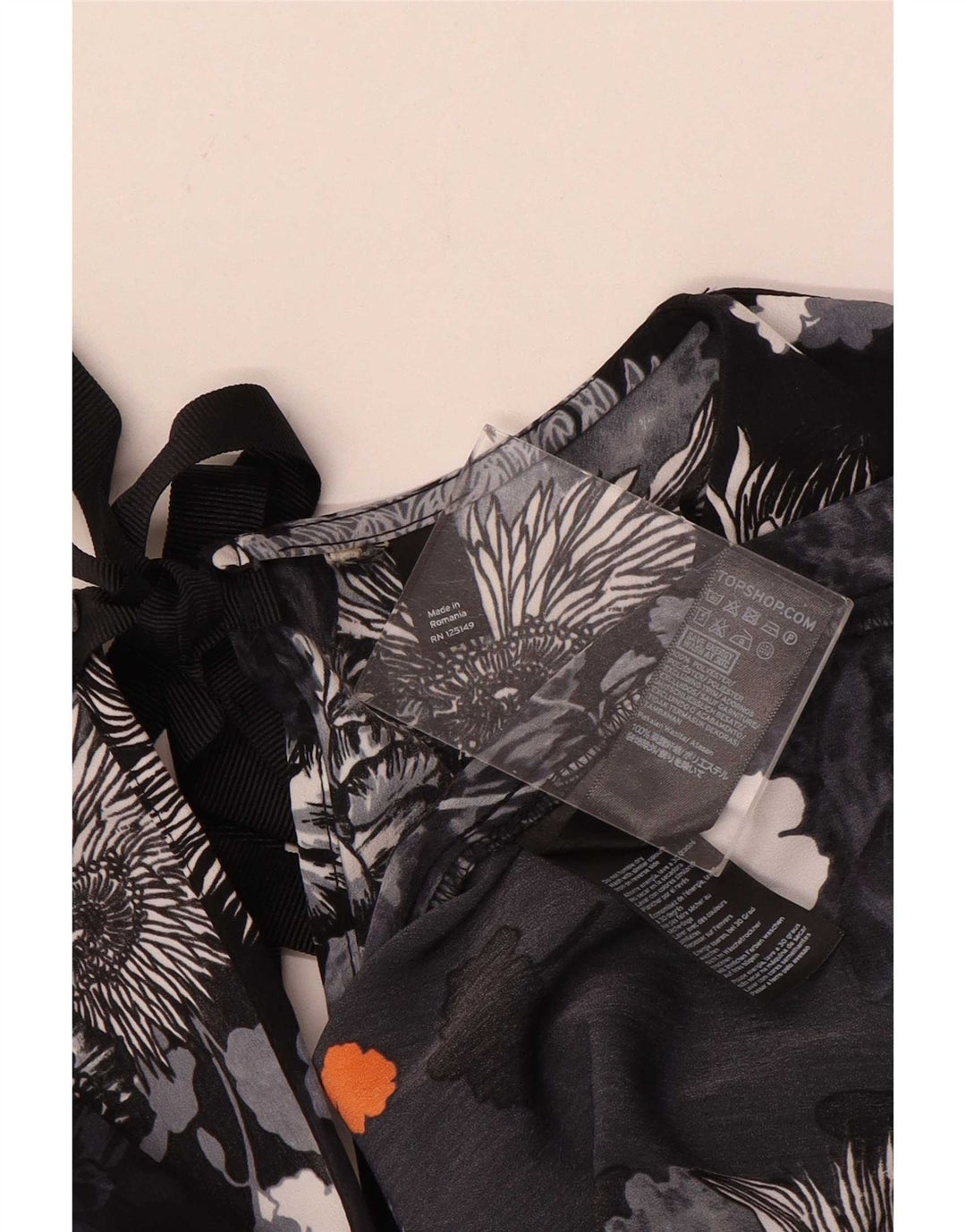 Topshop Womens Oversized Blouse Top UK 6 XS Black Floral Polyester