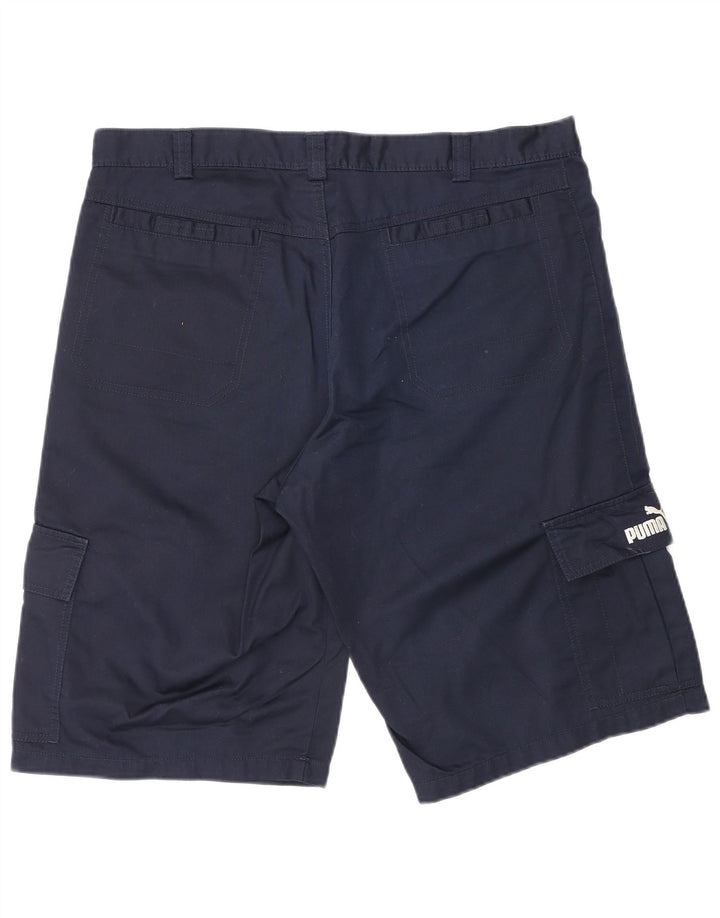 PUMA Mens Cargo Shorts Medium W32 Navy Blue Cotton