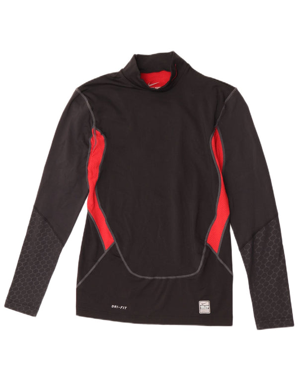 Nike Mens Dri Fit Graphic Top Long Sleeve Medium Black Colourblock