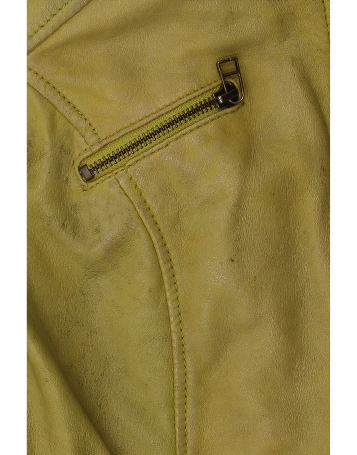 Freaky Nation Womens Leather Jacket UK 10 Small Green Leather