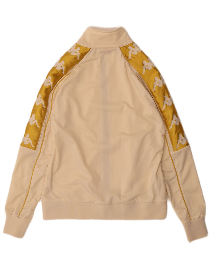 Kappa Womens Graphic Tracksuit Top Jacket UK 10 Small Beige Colourblock