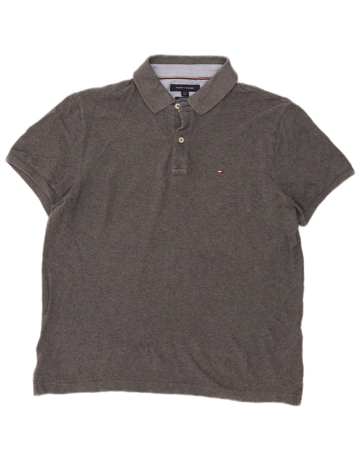 Tommy Hilfiger Mens Custom Fit Polo Shirt Large Grey Cotton