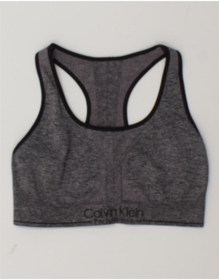 Calvin Klein Womens Graphic Sport Bra Top Medium Grey