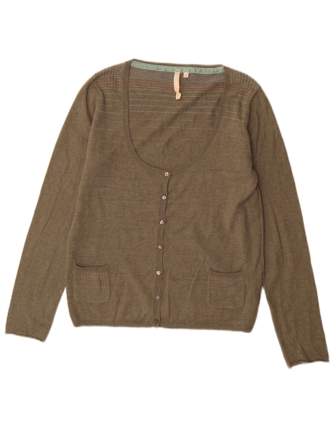 White Stuff Womens Cardigan Sweater UK 16 Large Khaki Cotton