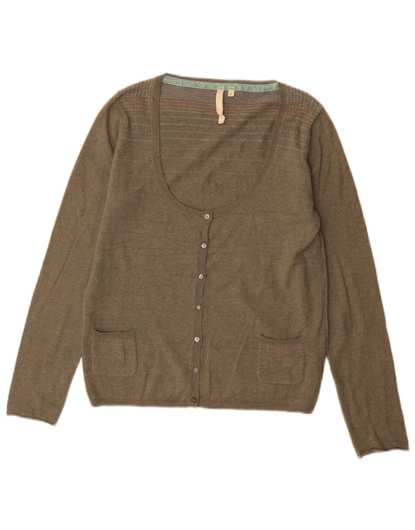 White Stuff Womens Cardigan Sweater UK 16 Large Khaki Cotton