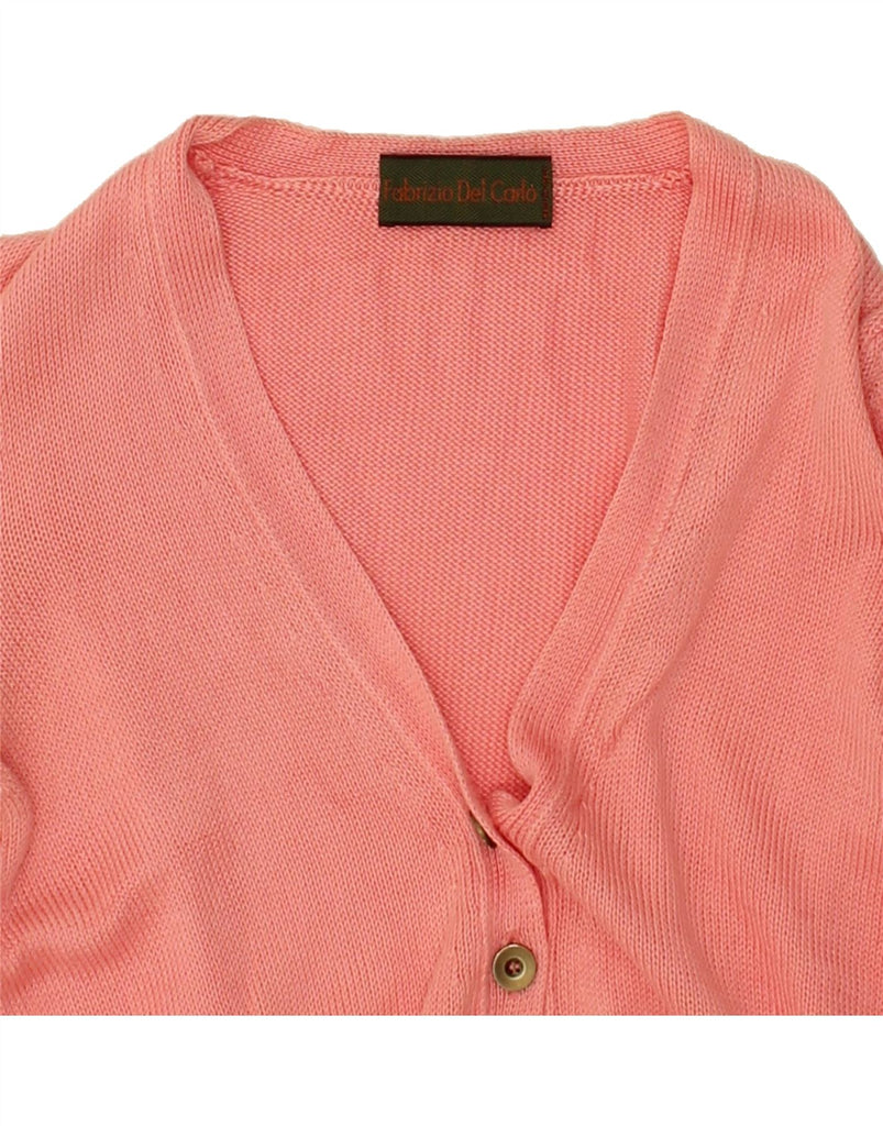 FABRIZIO DEL CARLO Womens Cardigan Sweater UK 8 Small Pink Cotton Vintage Fabrizio Del Carlo and Second-Hand Fabrizio Del Carlo from Messina Hembry 