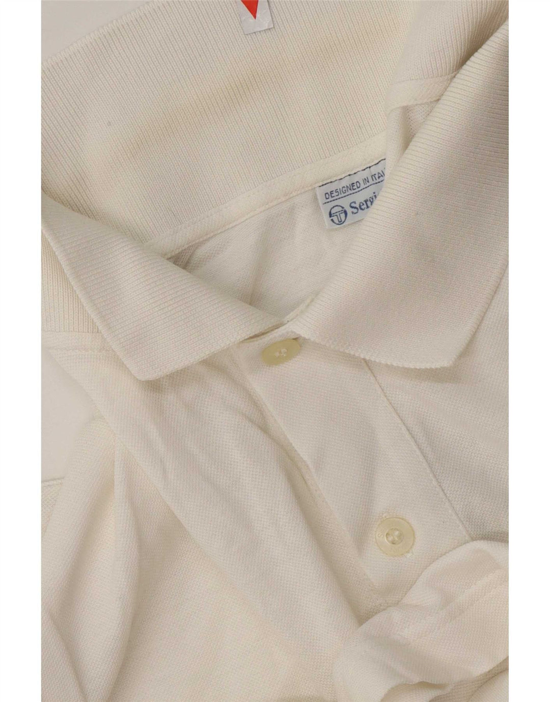 Sergio Tacchini Mens Polo Shirt Medium White Geometric Cotton
