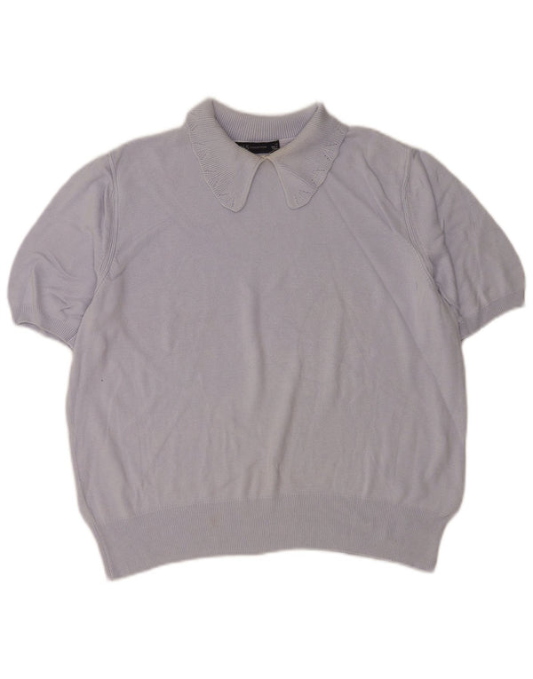 Marks & Spencer Womens Polo Neck Jumper Sweater UK 14 Large Blue